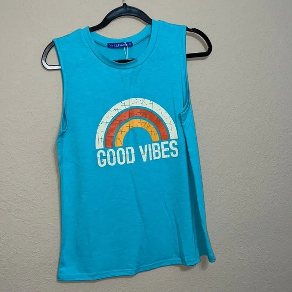 IrisGod Good Vibes Sleeveless T-Shirt - Picture 4 of 6